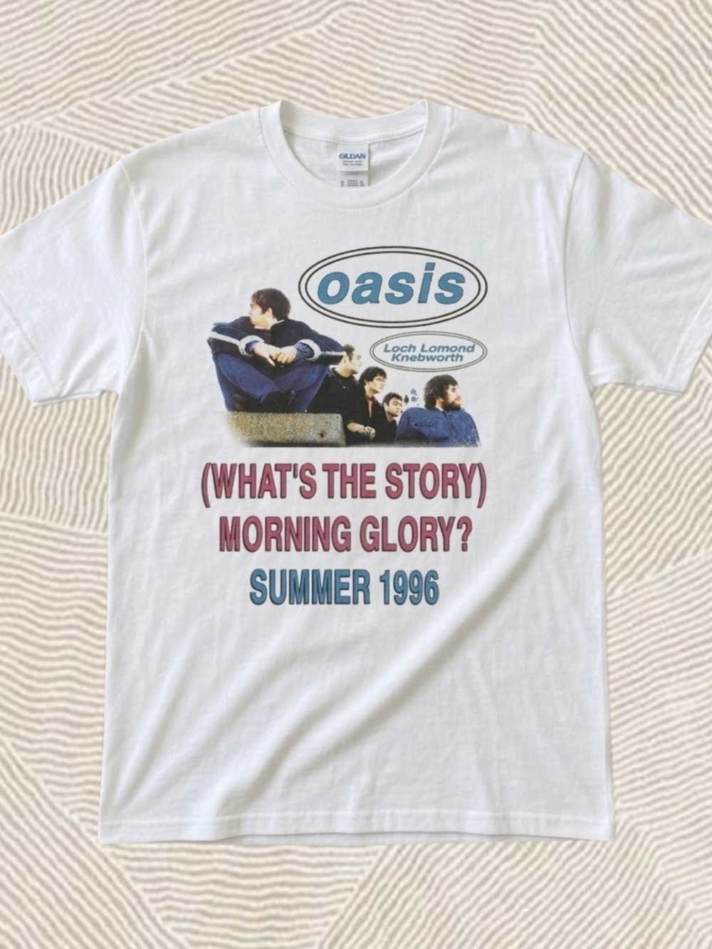 Gildan White Oasis What’s The Story Morning Glory 1996 Tour Graphic Tee